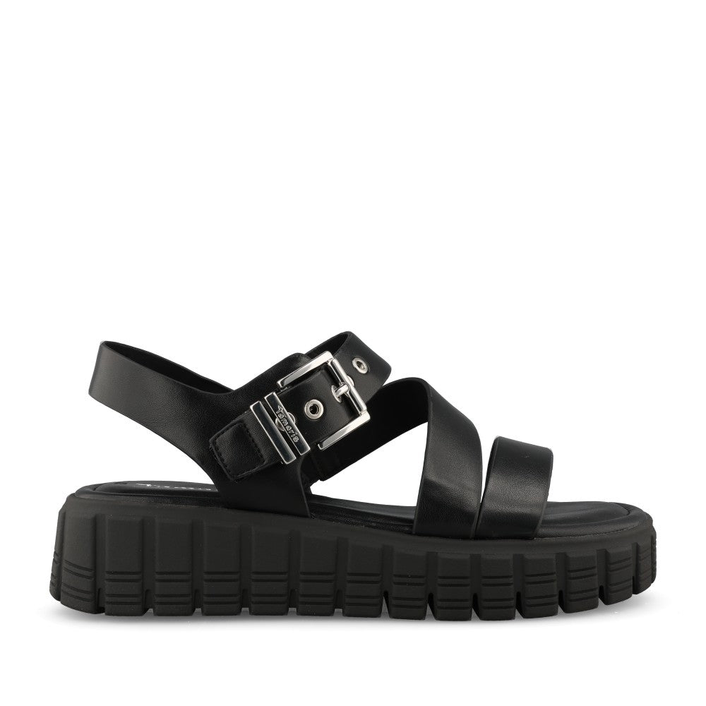 Ladies 1-28233 Strap Sandal In Black