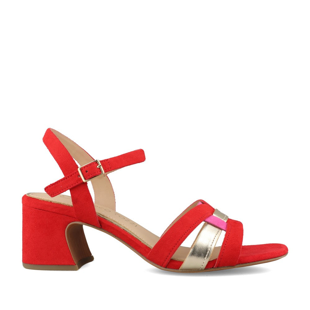 Ladies 2-28341 Block Heel Sandal In Red