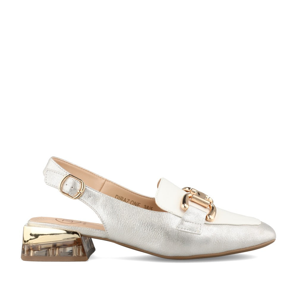 Ladies Diraz Sling Back Shoe In Metallic