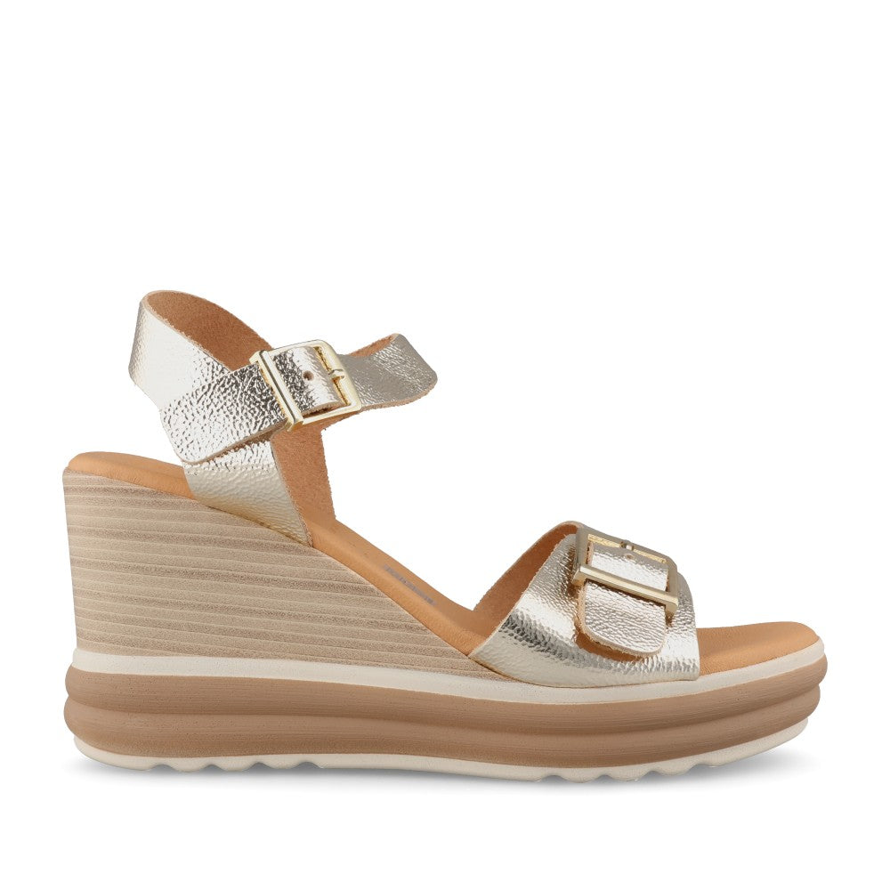 Ladies 6003 Wedge Sandal In Champagne