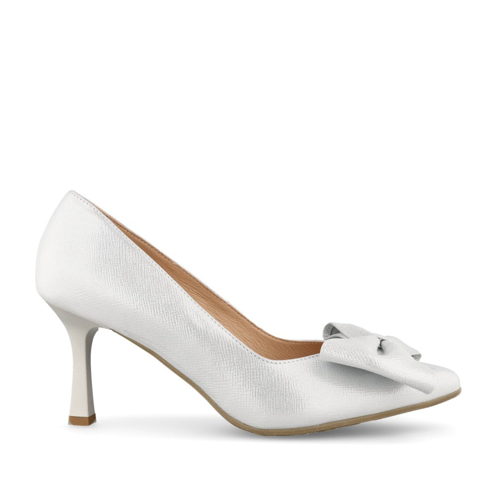 Ladies 6863 G-fit Medium Heel Court Shoe In Silver