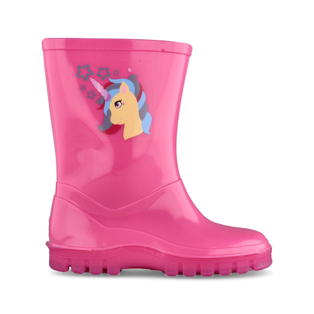 Girls W216pk Unicorn Welly Boot In Pink