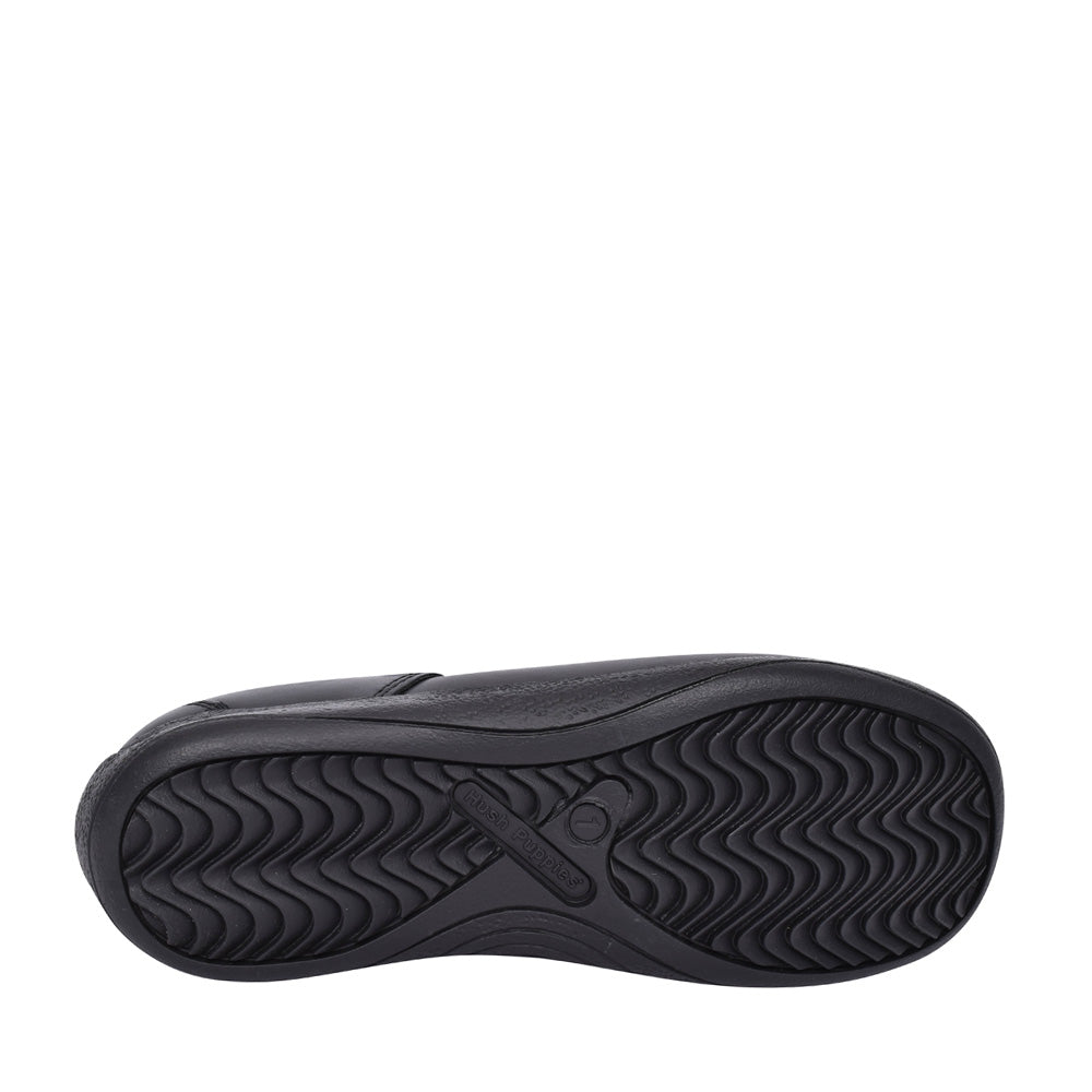 Hush Puppies Girls Jessica Velcro Shoe Mary Jane in Black Leather