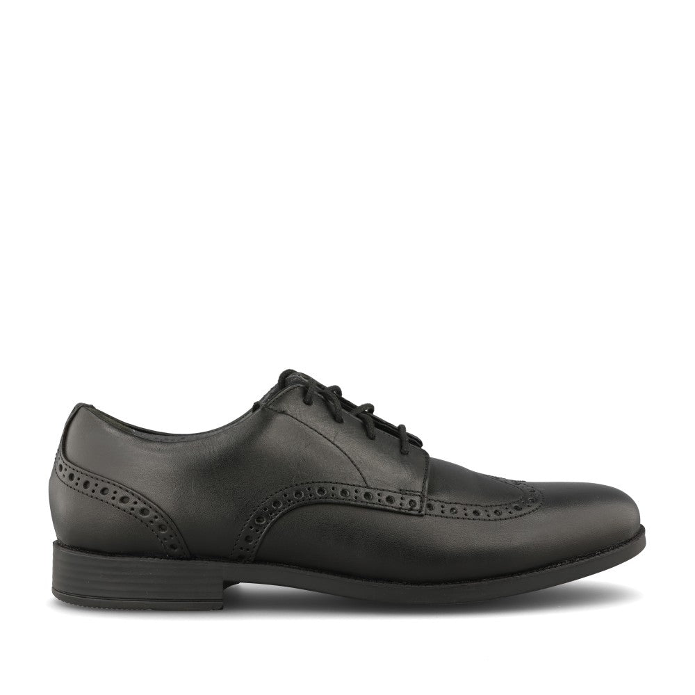 Girls Brogue Snr Black Leather Laced Brogue In Kids F Fit