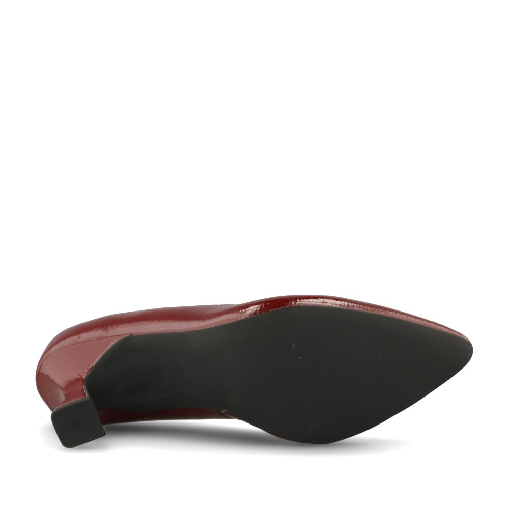 Marco Tozzi Ladies 2-22420 Mid Heel Patent Court Shoe in Red