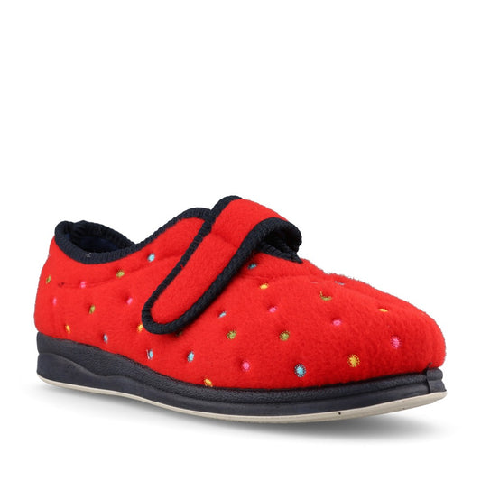 Camilla 447 Ladies Spotted Slipper in Red Combi