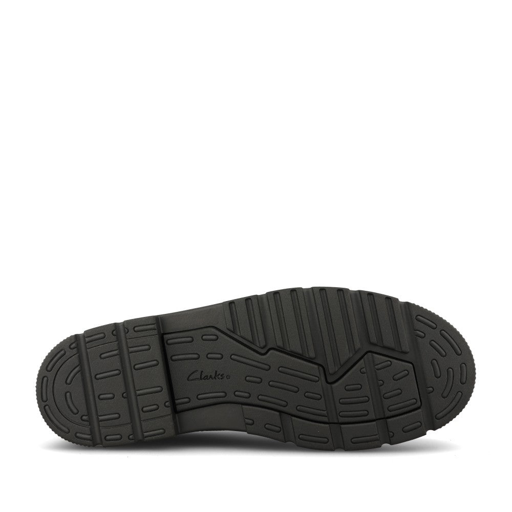 Clarks Boys Lorcam Walk Y H-FIT Lace Up Shoe in Black Leather
