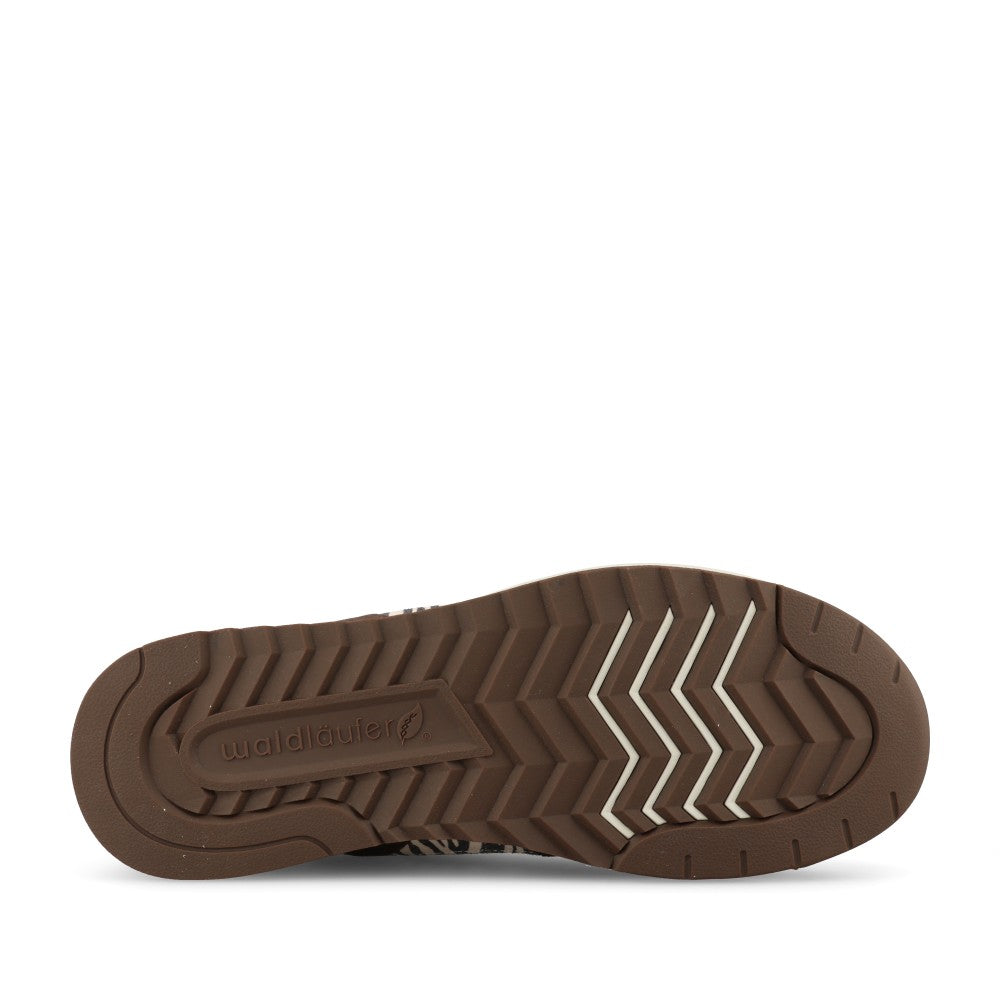 Waldlaufer Ladies 575001 Carmen H-Fit Laced Trainer In Brown & Leopard Multi