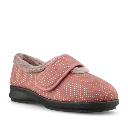 Ladies Heidi 75494R 2V Velcro Slipper In Rose Velour