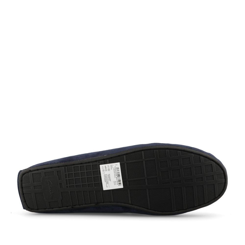 Clarks Mens Fireside Mocc Textile G-fit Slipper In Navy