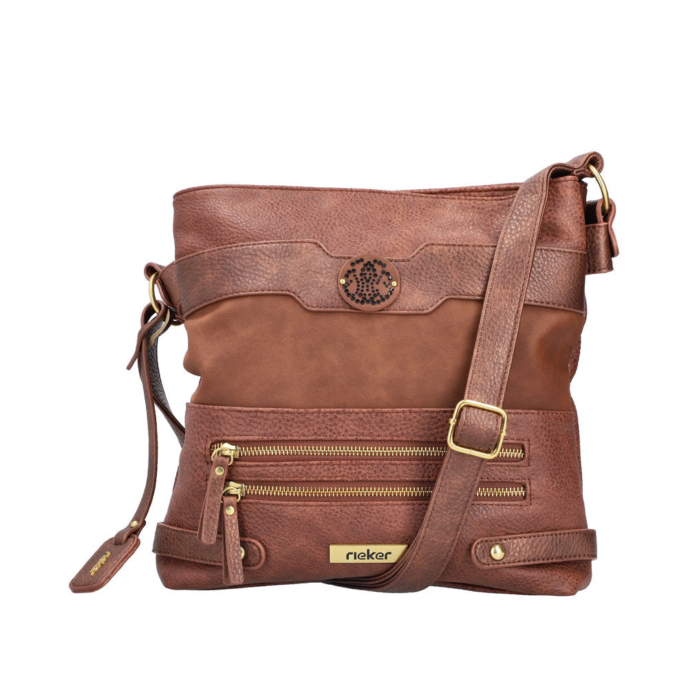 Rieker Ladies H1346 Handbag With Zipper In Brown