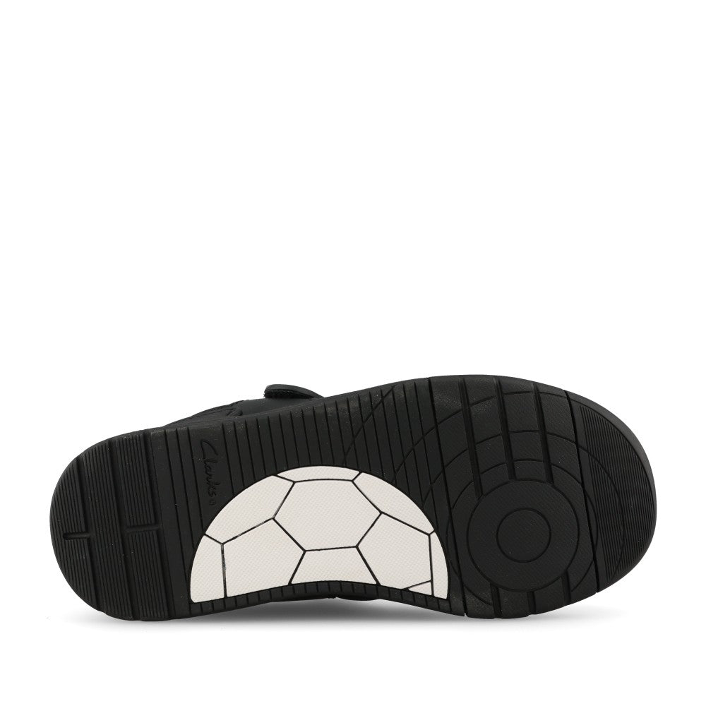 Clarks Boys Laser Cross Y F-FIT Velcro in Black Leather