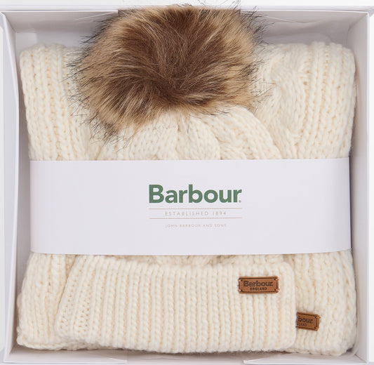 Barbour Ladies Penshaw Hat & Scarf LGS0025 In Cream