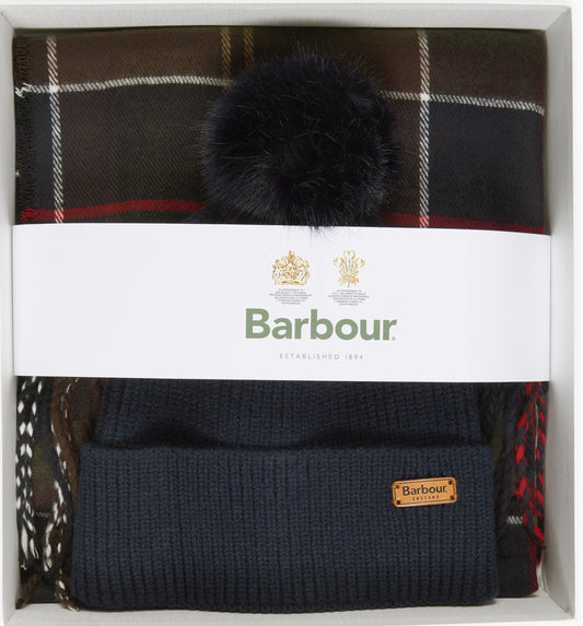 Barbour Ladies Dover Hat & Scarf LGS0054 In Classic Tartan