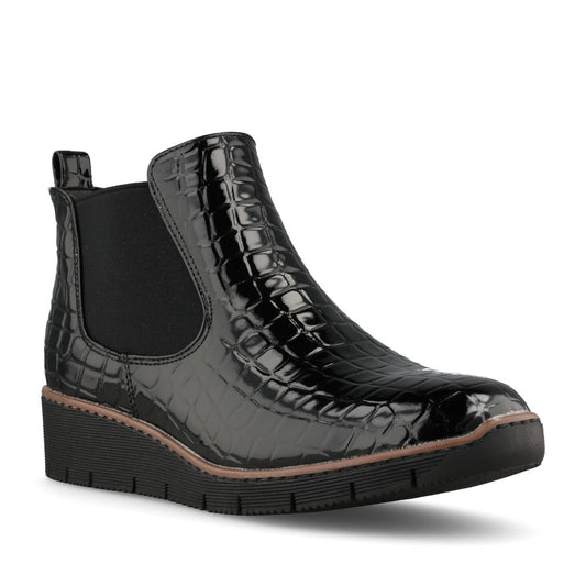 Jo & Joe Ladies Walnut Boot In Black Croc