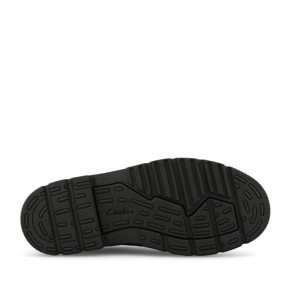 Clarks Boys Lorcam Lane K F-FIT Velcro Shoe in Black Leather