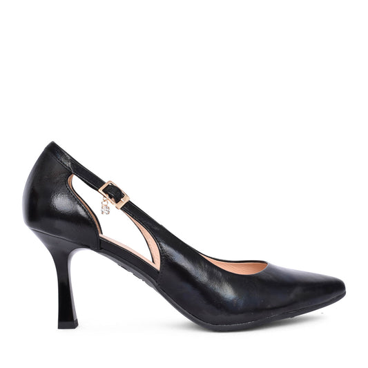 Ladies 4079 G-fit Medium Heel Court Shoe In Blk Patent