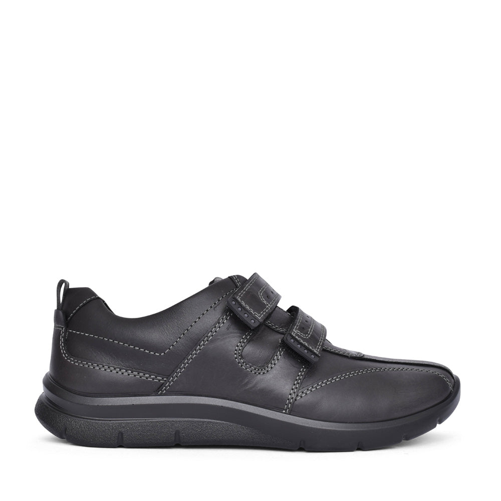 Men's Energise Std Fit Leather Velcro Shoe In Black