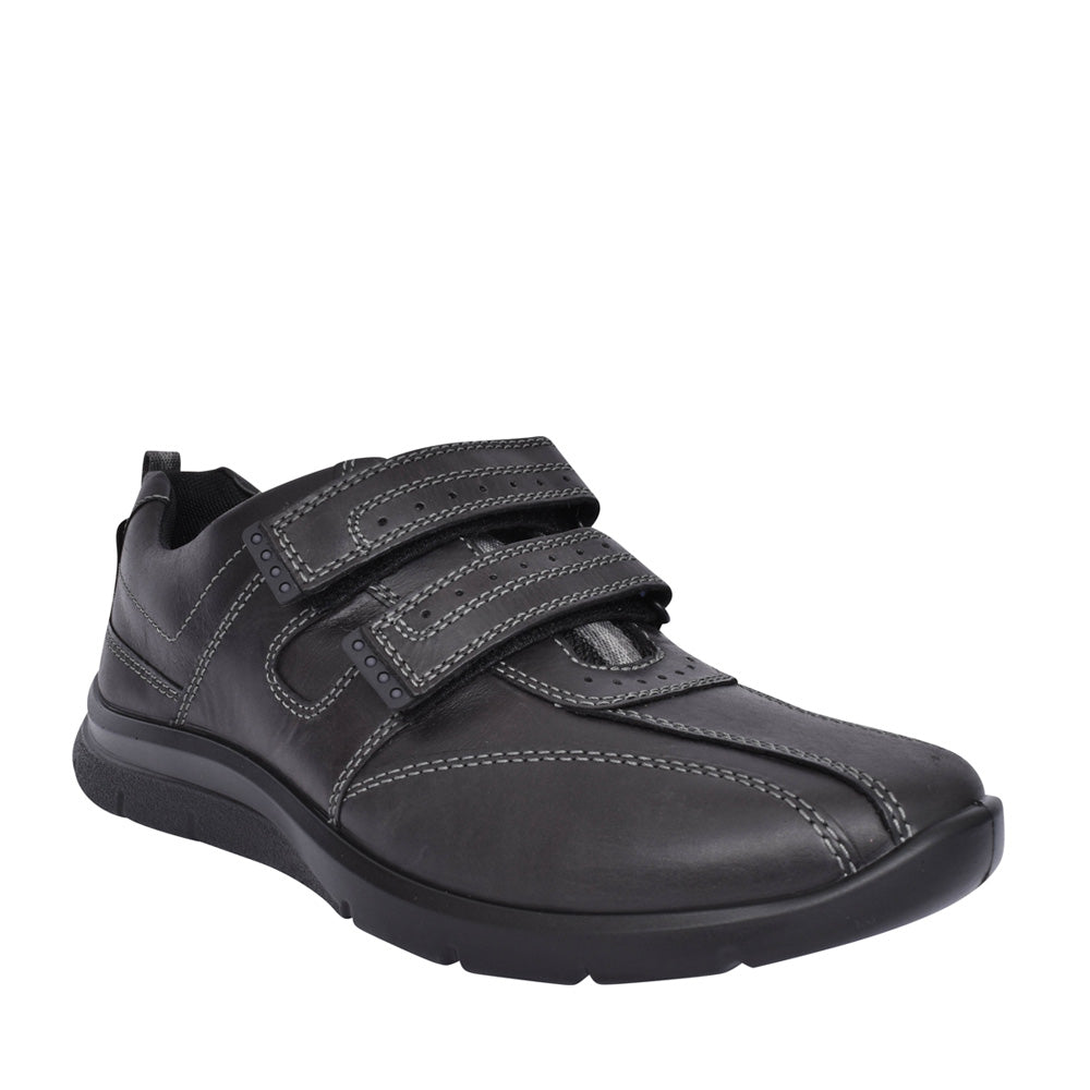 Men's Energise Std Fit Leather Velcro Shoe In Black