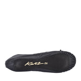 Full Sole Ballet Pump In Black Leather For Girls In Black