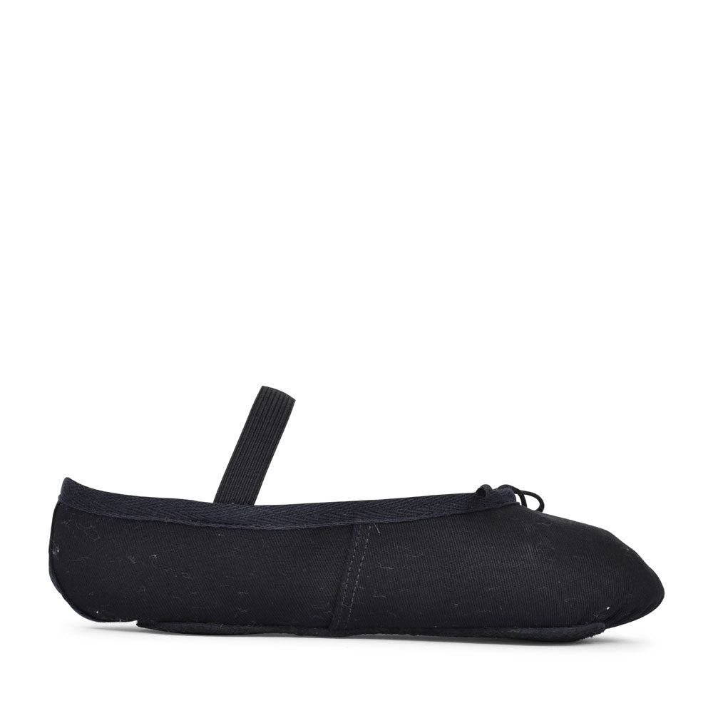 Full Sole Ballet Pump In Black Canvas For Girls In Black