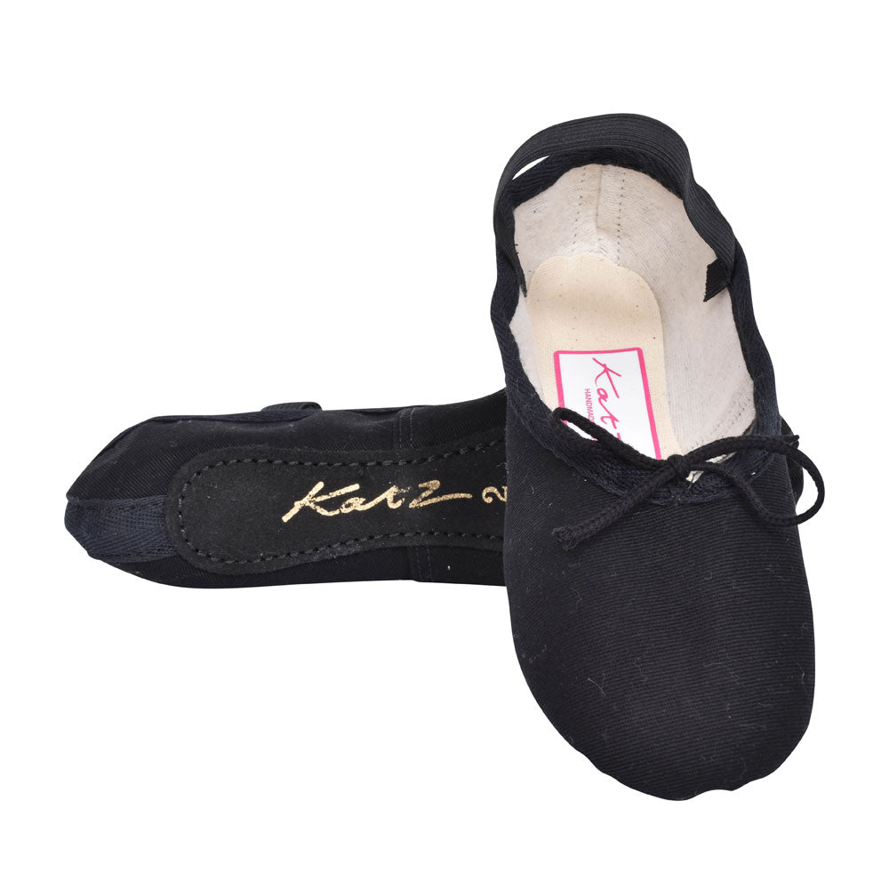 Full Sole Ballet Pump In Black Canvas For Girls In Black
