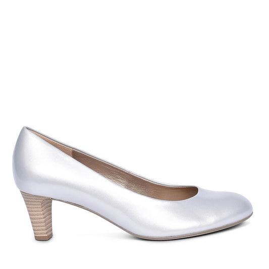 Mid Heel Court Shoe For Women In Silver