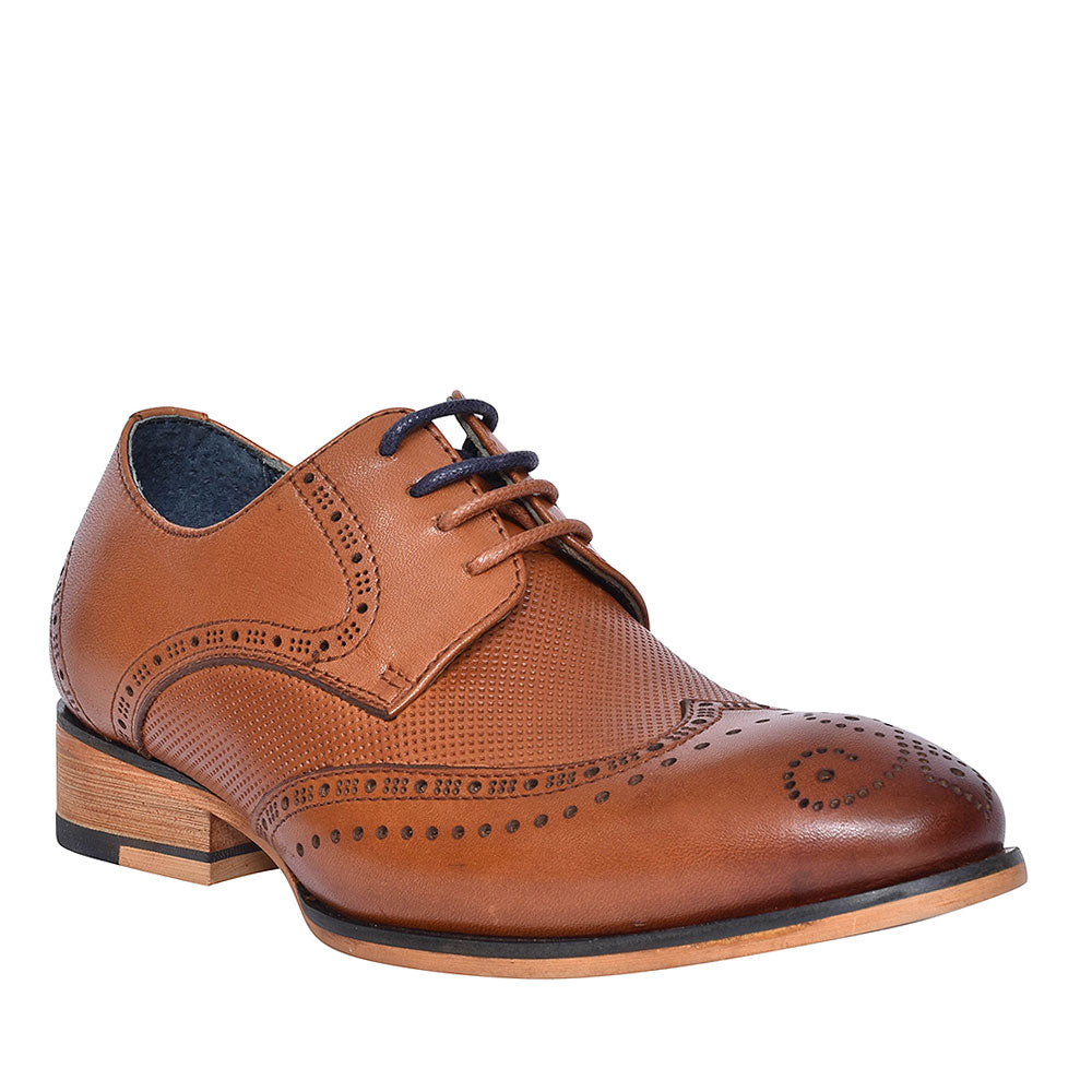 Twickenham Punched Detail Brogue For Boys In Tan