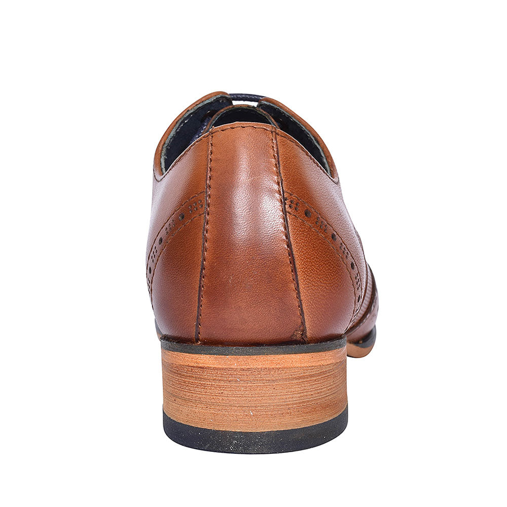 Twickenham Punched Detail Brogue For Boys In Tan