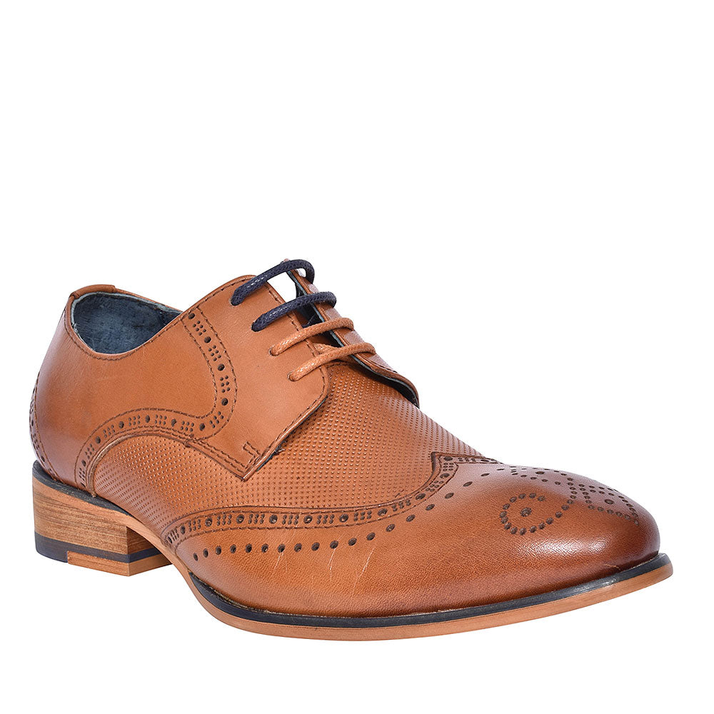 Twickenham Punched Detail Brogue For Boys In Tan