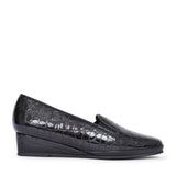 Ladies 0408140 Rochester Ii Slip On Wedge Shoe In Blk Patent