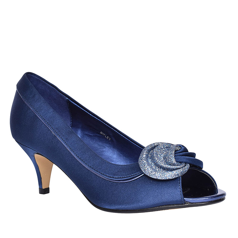 Ladies Ripley Flr222 Low Heel Court Shoe In Navy