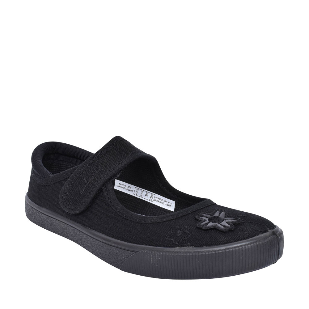 Hopper Go Black Fabric Girls Plimsolls In Kids G Fit