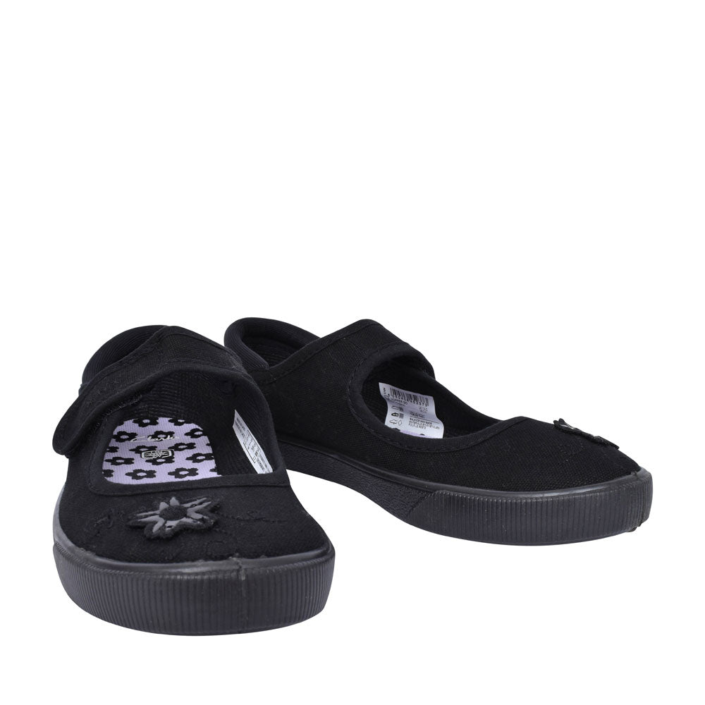Hopper Go Black Fabric Plimsolls For Girls In Kids F Fit