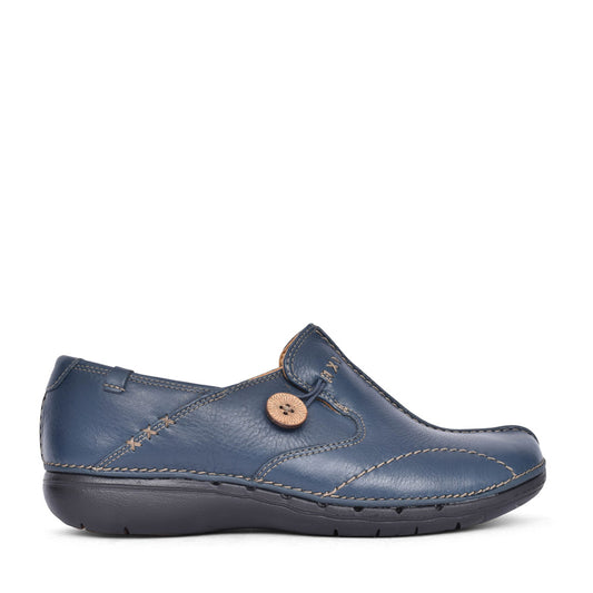Ladies Unloop D-fit Leather Shoe In Navy