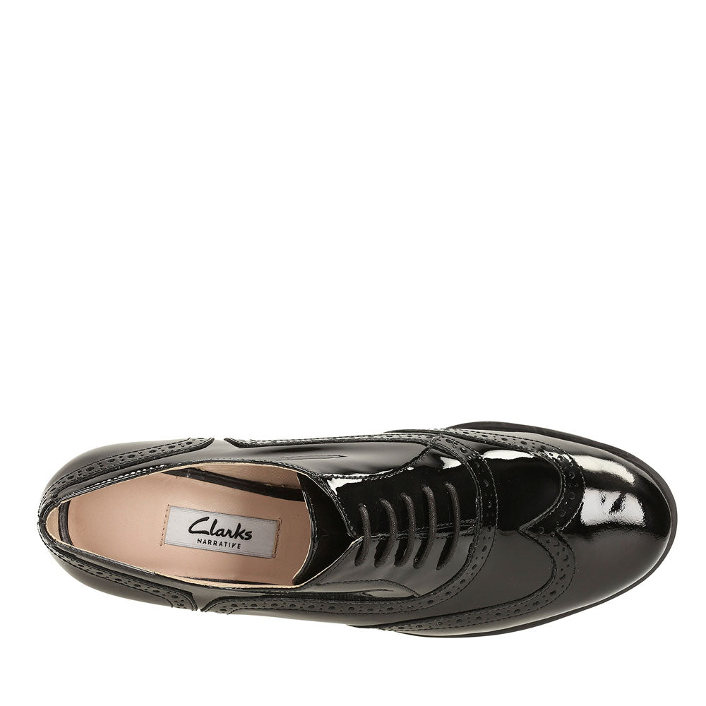 Hamble Oak Patent Brogue Shoe E Fit  In Black Patent