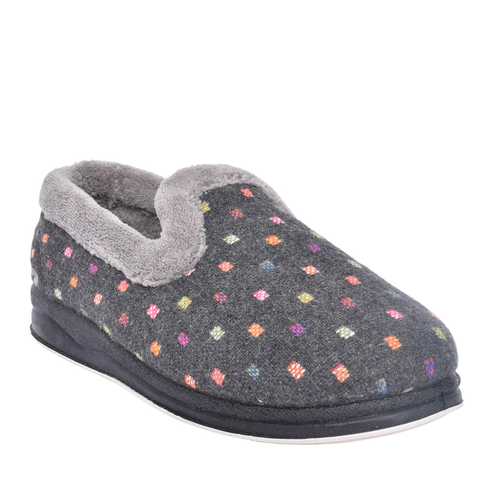 Ladies Repose 406 Wide Fit Slipper In Grey