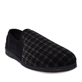 Mens Albert 408 Wide Fit Checked Slipper In Black