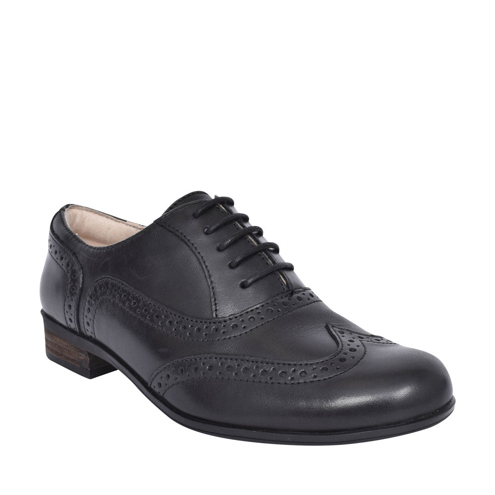 Ladies Hamble Oak Leather D Fit Brogue  In Blk Leather