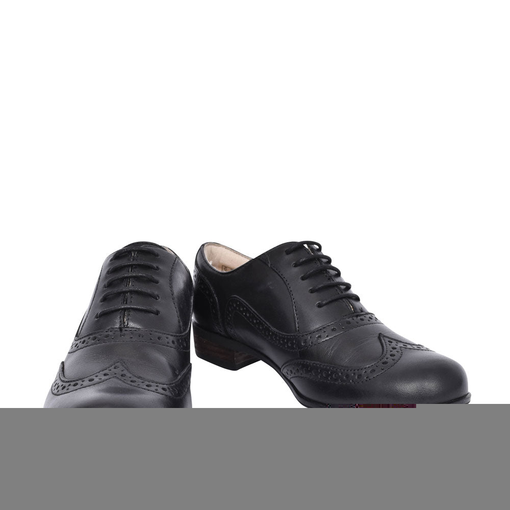 Ladies Hamble Oak Leather D Fit Brogue  In Blk Leather