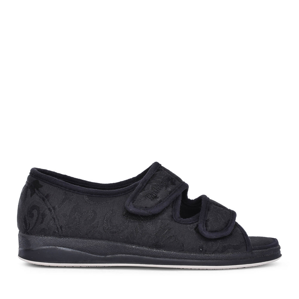 Ladies Lydia 414 Wide Fit Open Toe Slipper In Black