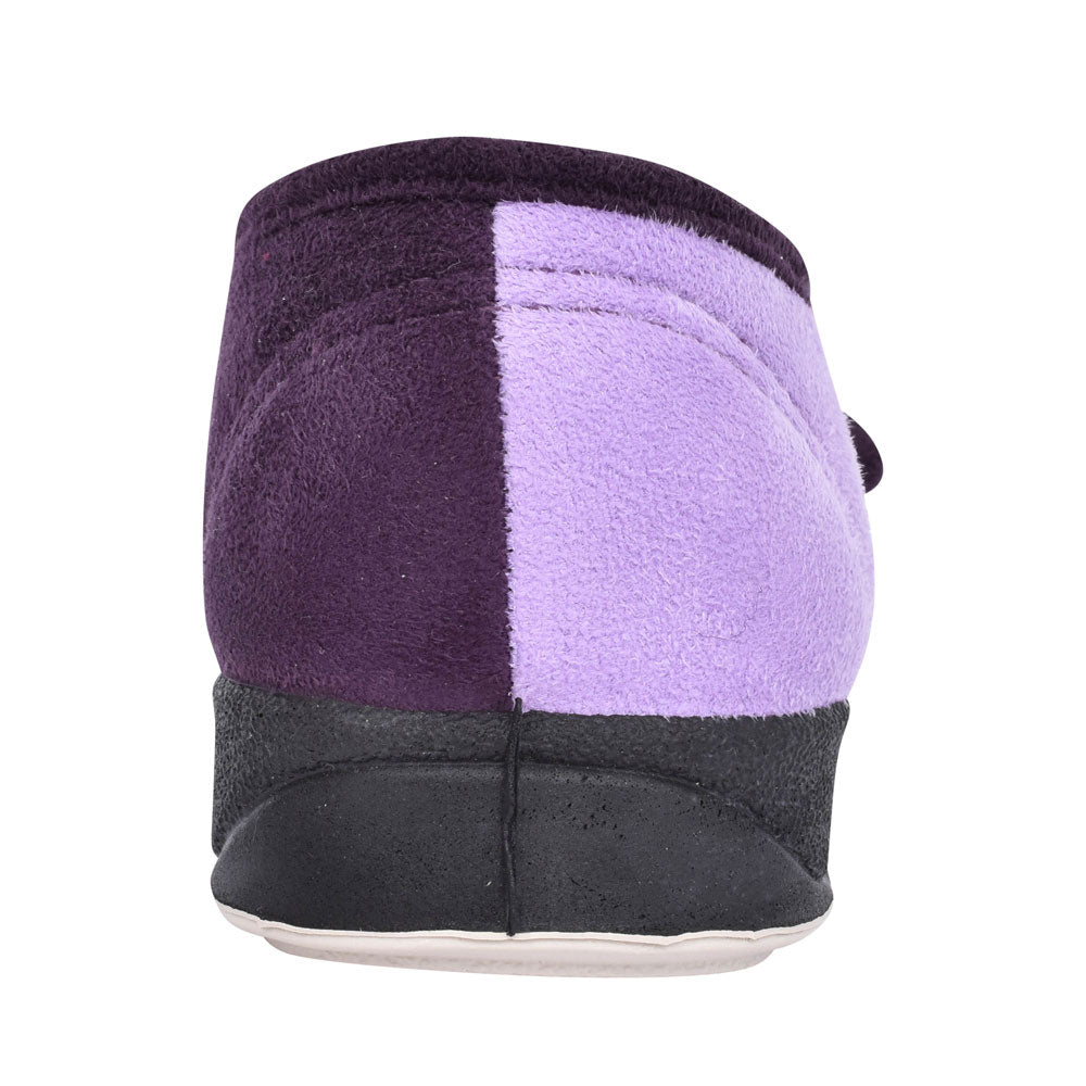 Ladies Lydia Double Velcro Open Toe Slipper  In Purple