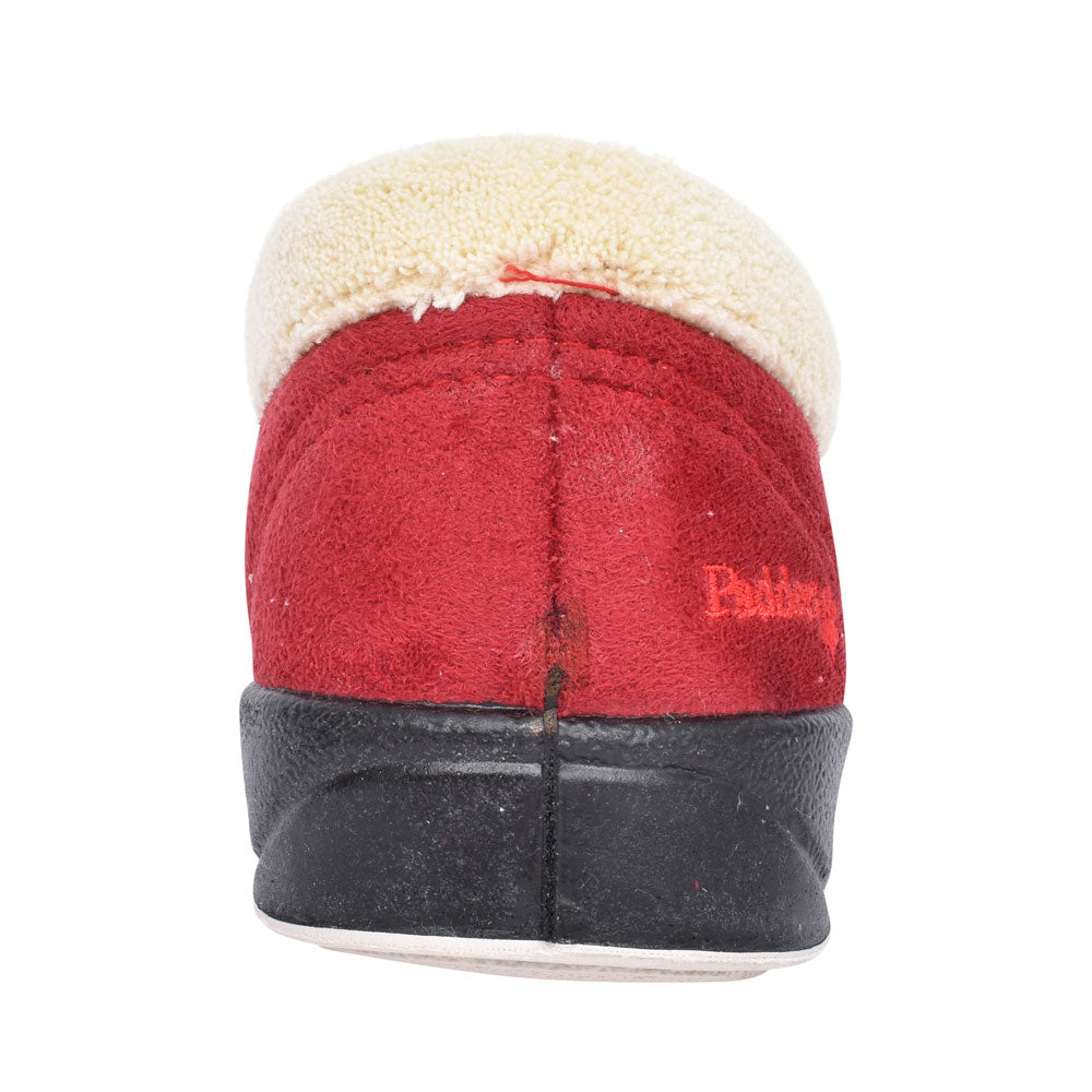 Ladies Carmen Faux Fur Trim Slipper  In Red