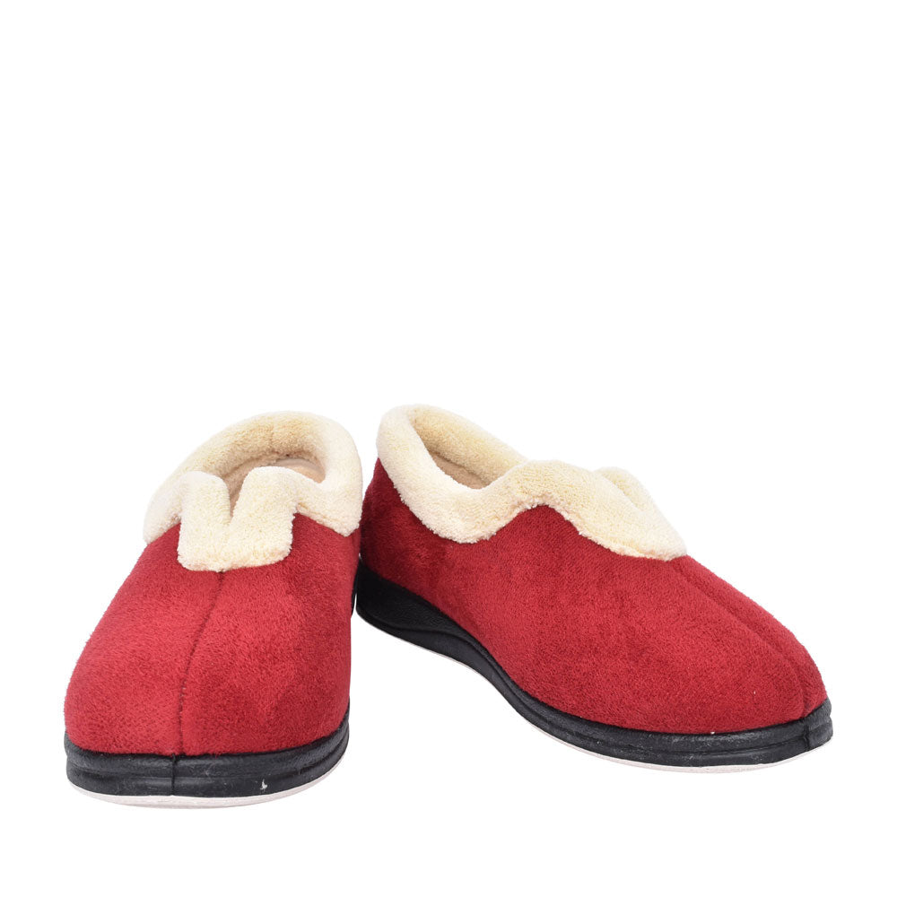 Ladies Carmen Faux Fur Trim Slipper  In Red