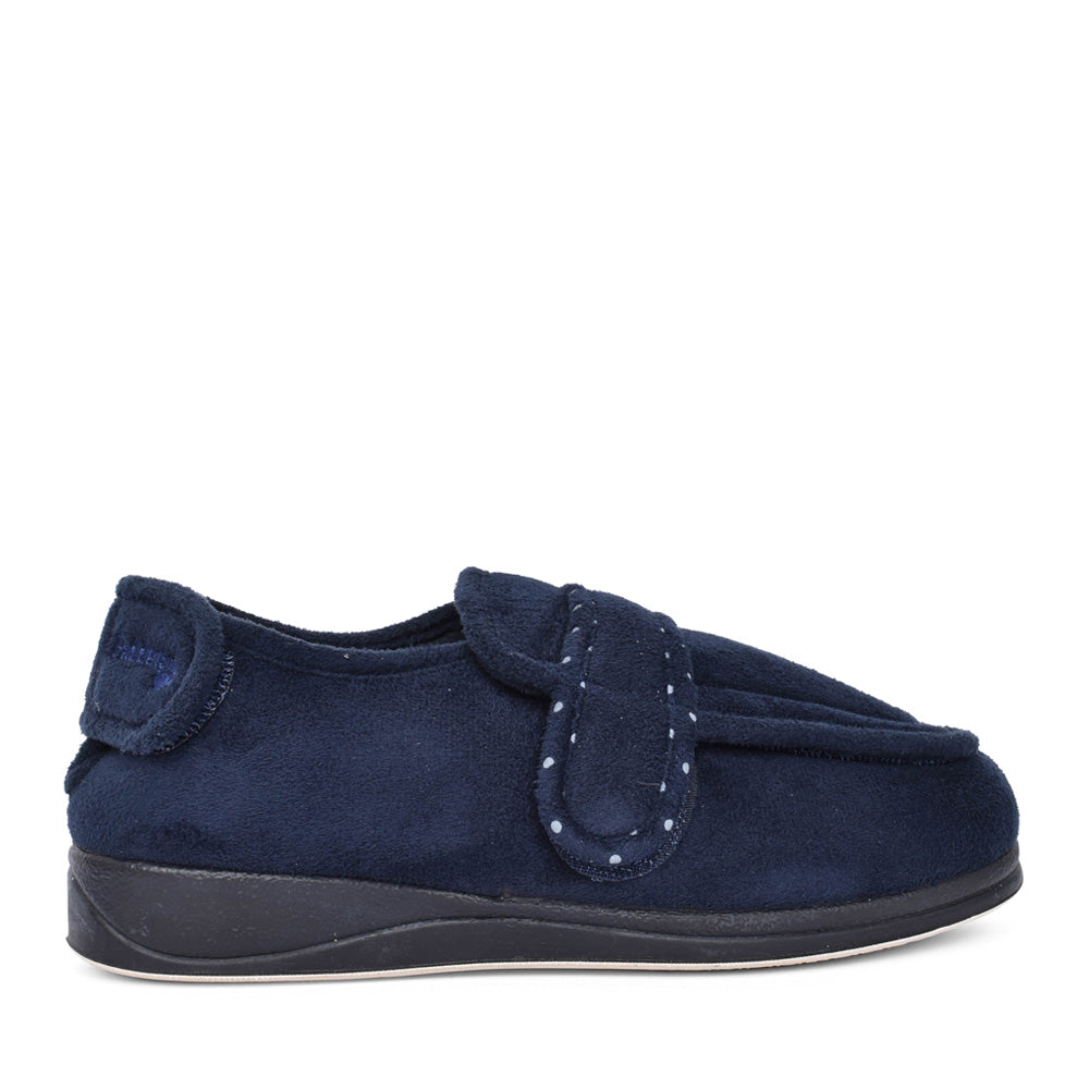 Ladies Enfold 427w Wide Fit Adjustable Slipper In Navy