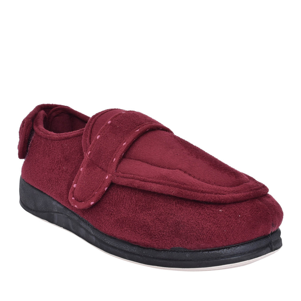 Ladies Enfold 427w Wide Fit Adjustable Slipper In Burgandy