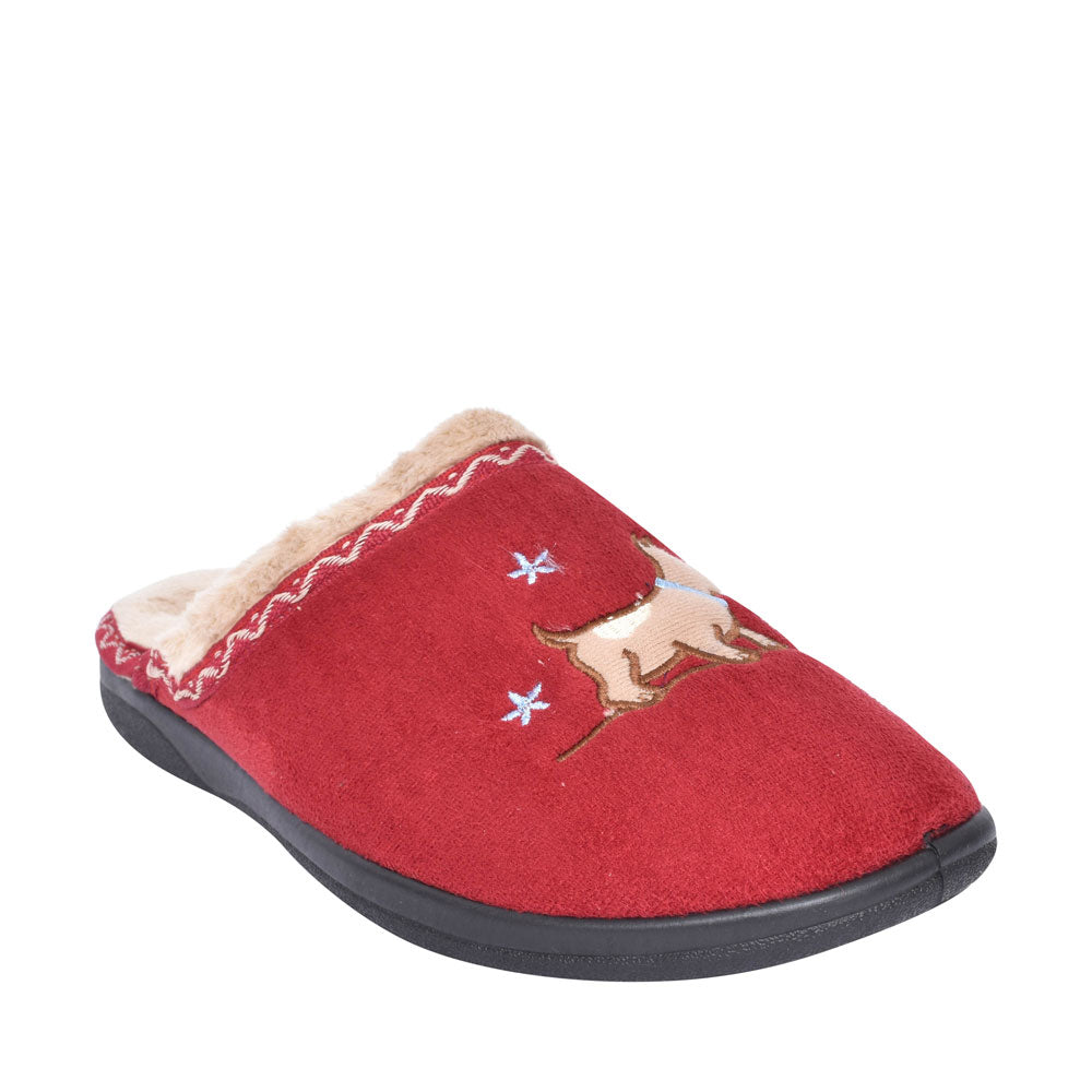 Scotty Dog Slipper For Ladies In Red