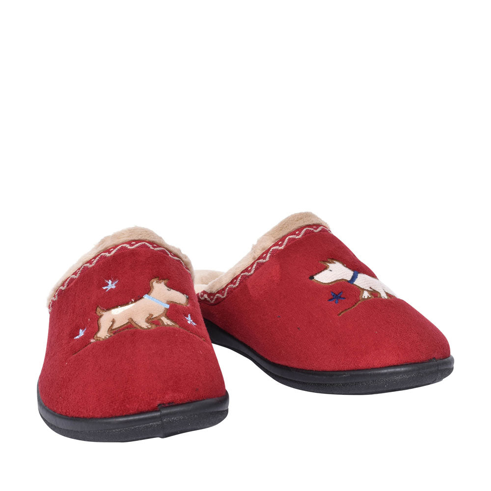 Scotty Dog Slipper For Ladies In Red
