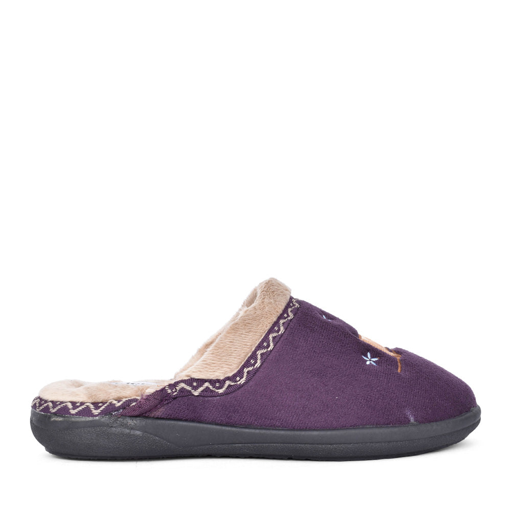 Ladies Scotty 479 Wide Fit Mule Slipper In Purple