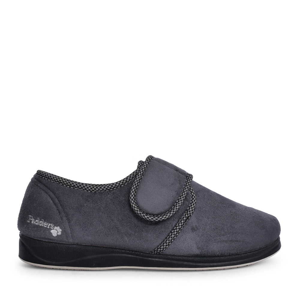 Mens Harry 410 Wide Fit Plain Slipper In Dark Grey